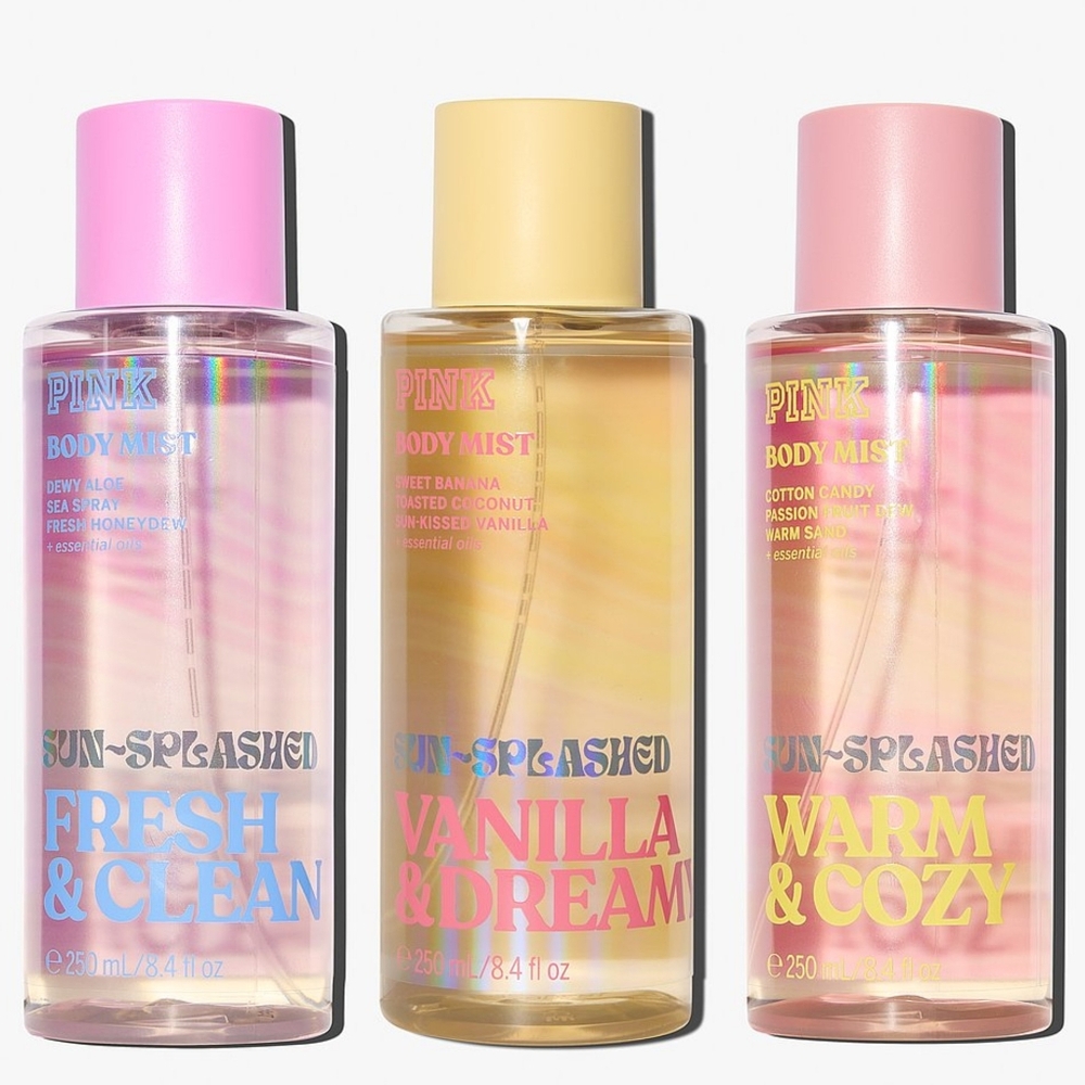 PINK Victoria's Secret Sun-Splashed Full Body Mist Collection Set of 3 NEW